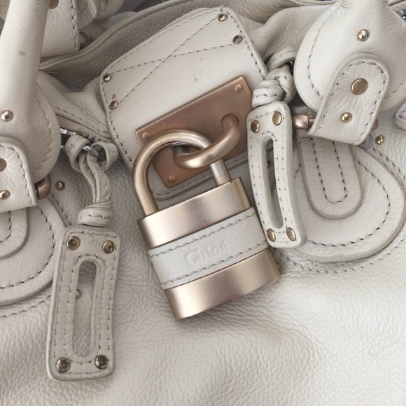 Chloe lamb skin soft lock beige bag - Picture 2 of 4